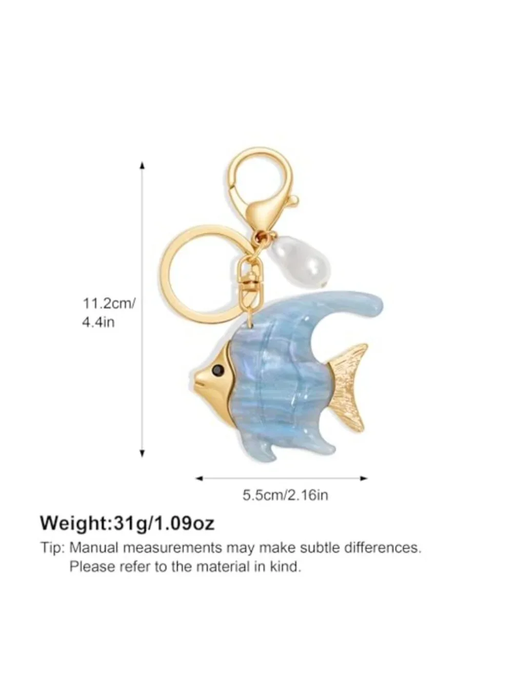 Large Acrylic Fish Keychain Bag Charm Bohemian Ocean Beach Accessory
